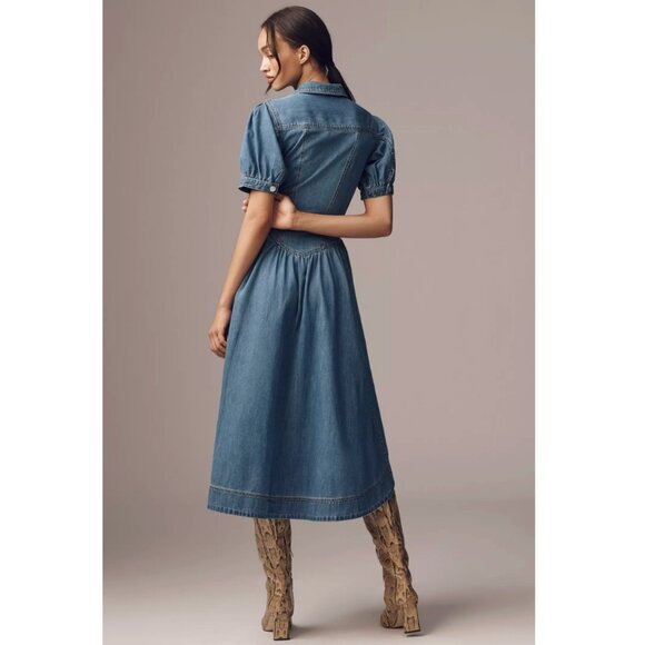 Anthropologie Denim Blue Midi Dress - Picture 13 of 14